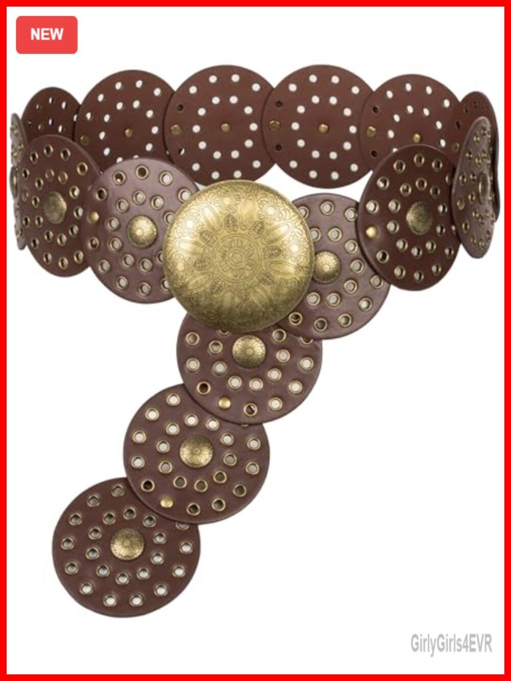 Wide Vintage PU Leather Western Disc Concho Belt Boho Cowgirl Adjustable
